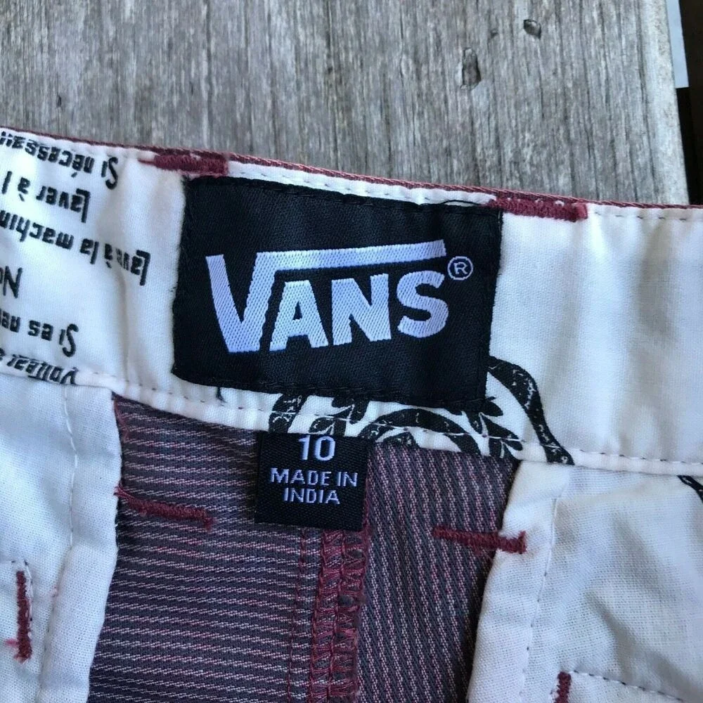 Vans Boys Shorts Size 10 Sliver Vintage‎ Red Striped NEW